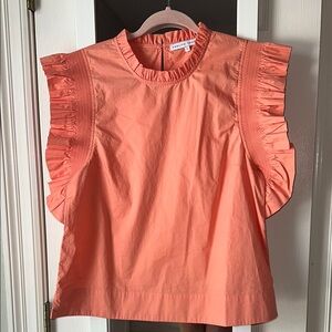 English Factory Ruffled Coral/Orange Top